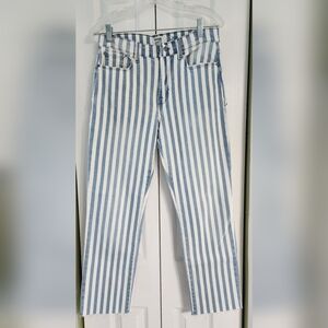 Kensie High-Rise Vertical Stripe Jeans in Blue and White Size 6